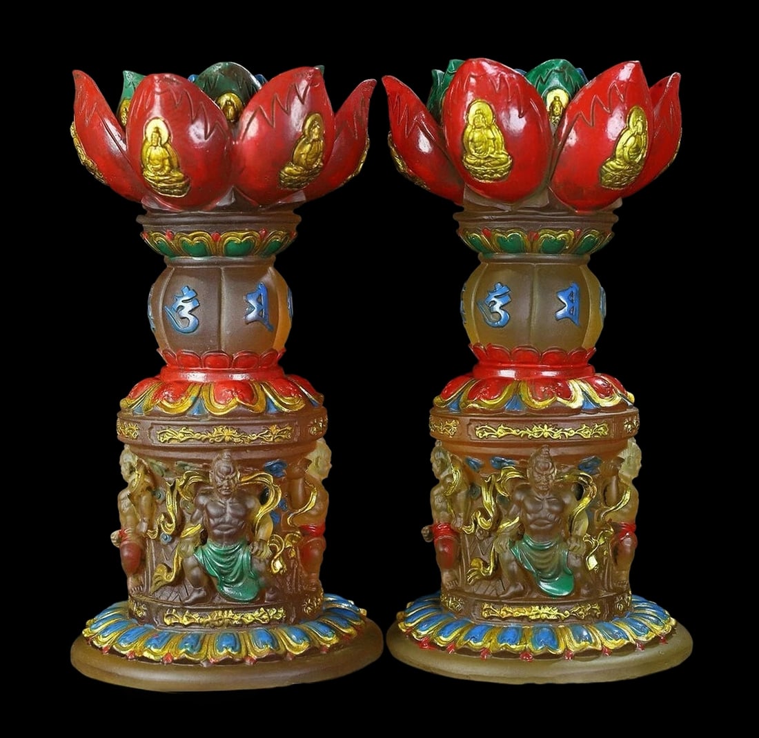 Lustrous Lotus Buddha Style Candle Holder Pair (1 of 6)