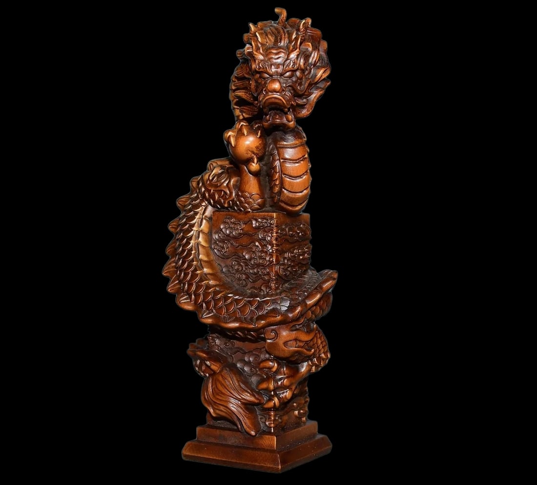 Handmade Wood Dragon Statue Art Figurine Statue (1 of 6)