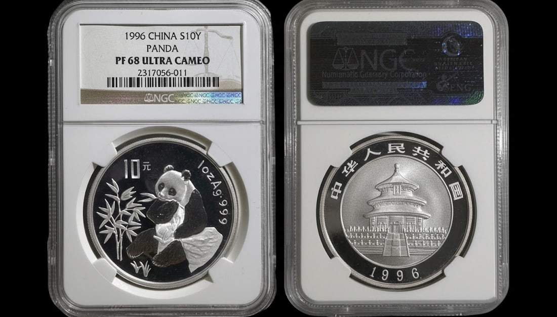 Scarce Silver Panda Bamboo Temple Mirror Coin (1 of 1)