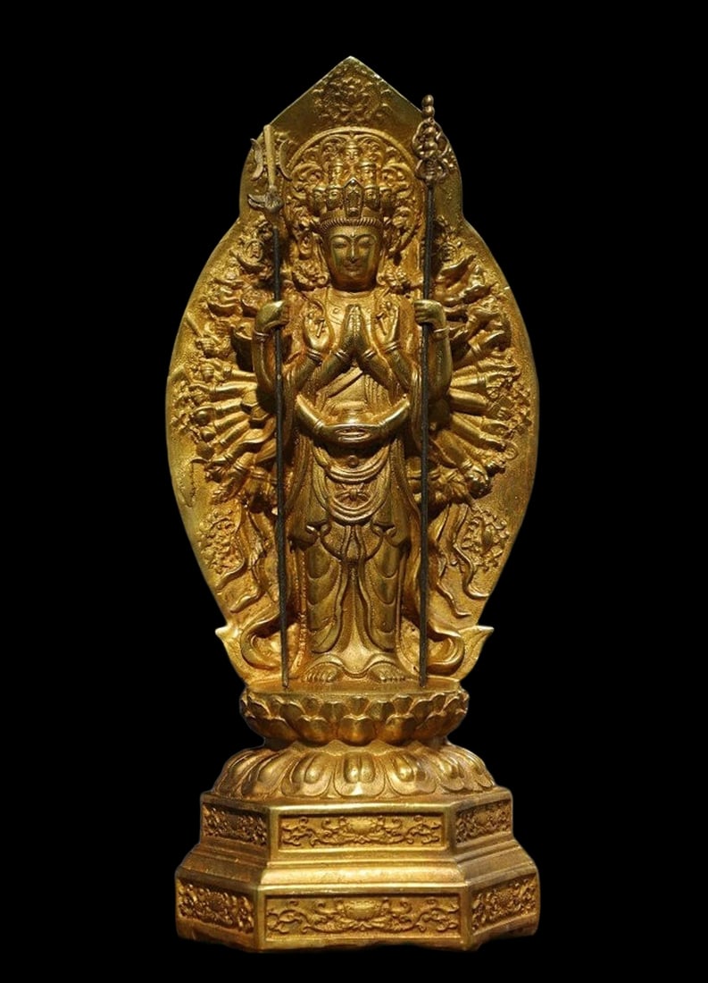 Thousand Armed Avalokiteshvara Gilt Bronze Statue (1 of 5)