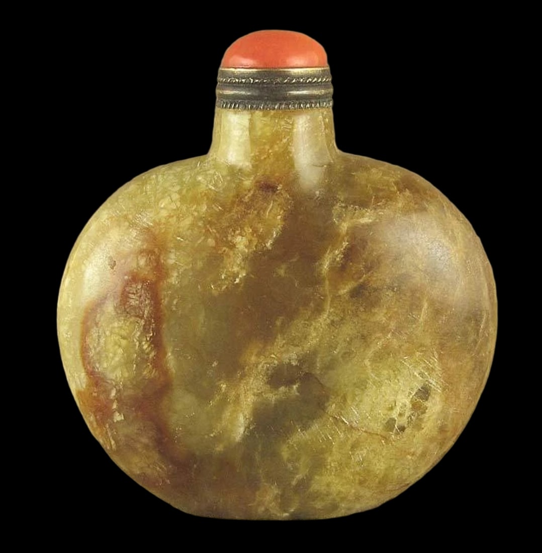 Chinese Natural Hue Nephrite Carved Snuff Bottle (1 of 4)