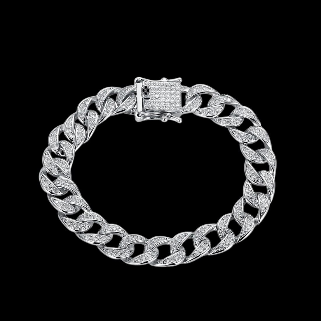 GRA Moissanite Cuban Link 925 Silver Bracelet (1 of 4)