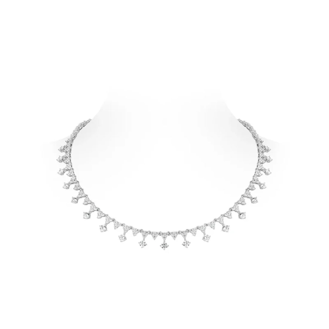 Sparkling Zircon Fringe 925 Silver Clavicle Chain: Size: Length 45 cm. Weight 22 g. Materials: S925 sterling silver, zircon. Condition: New. This necklace is crafted from 925 sterling silver, designed as a clavicle chain that sits elegantly on the nec