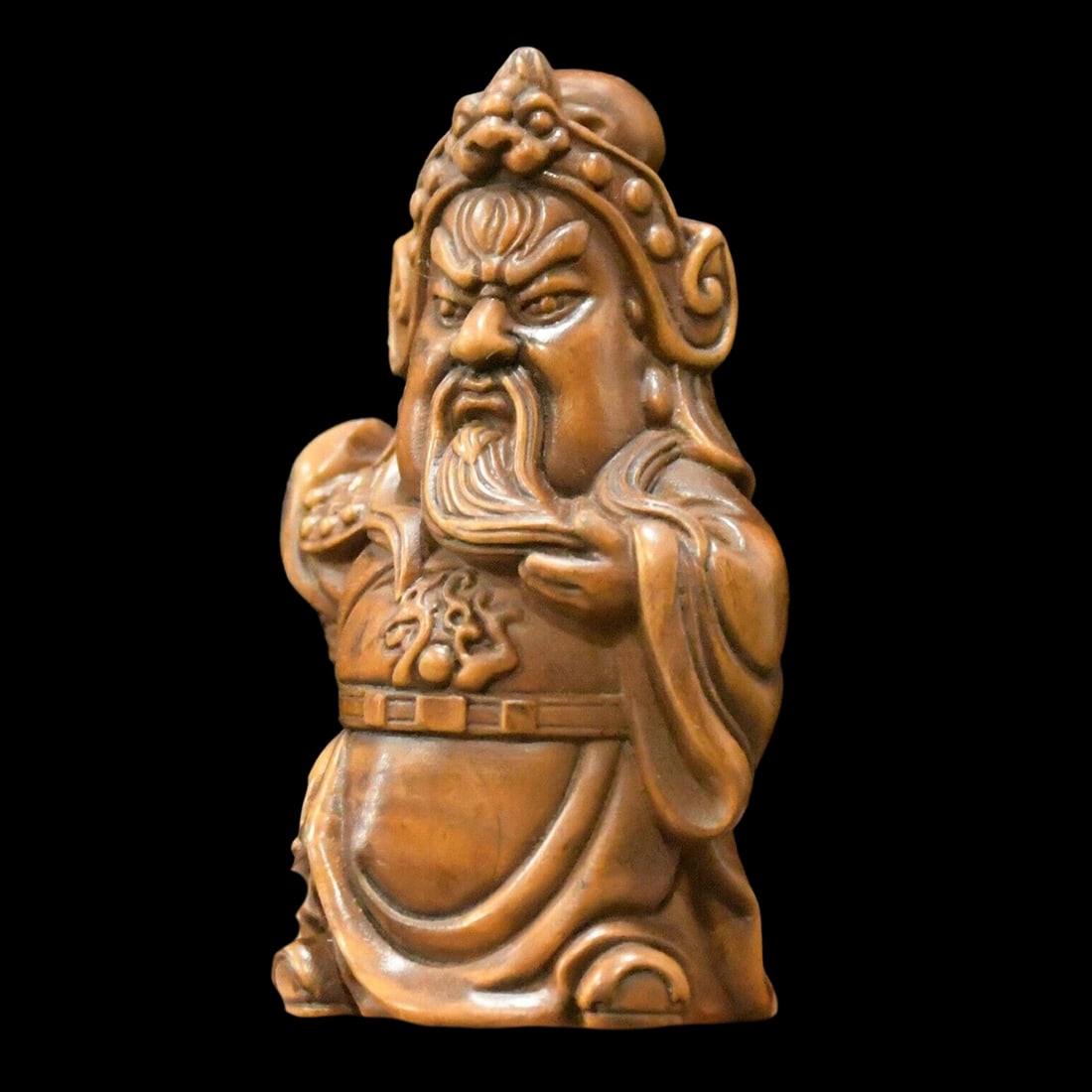 Boxwood Carving Asian Warrior God Netsuke Pendant (1 of 4)
