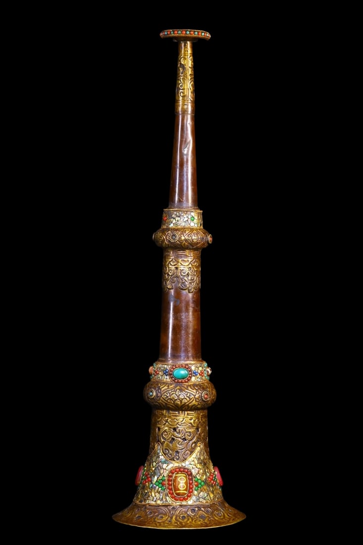 Purple Bronze Dzi Bead Tibetan Rag-Dung Trumpet (1 of 7)