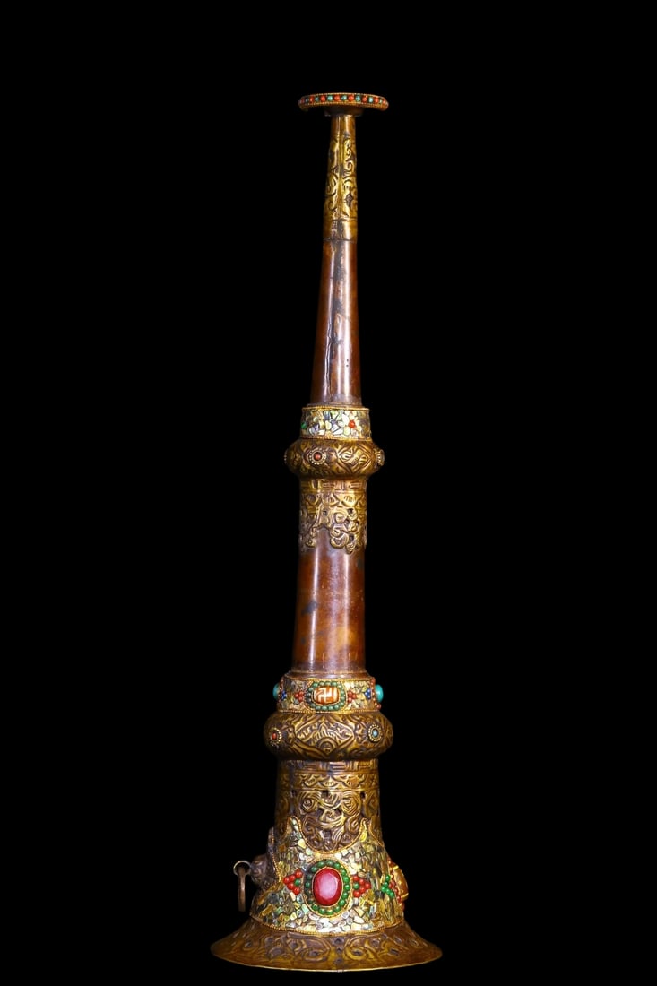 Buddhist Trombone Antique Style Bronze Mosaic (1 of 7)