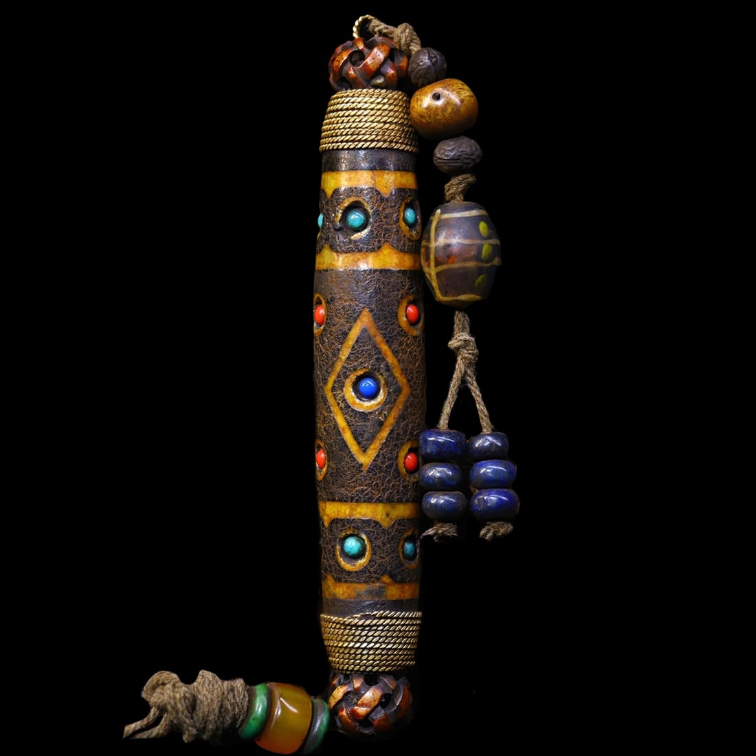 Nine Eyes Dzi Bead Agate Mosaic Retro Pendant (1 of 3)