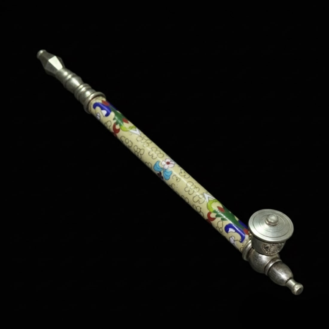 Vintage Style Bronze Cloisonne Floral Smoking Pipe (1 of 6)