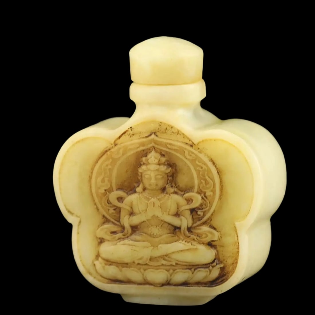 Artisan Pale Hetian Jade Quan Yin Snuff Flask (1 of 6)