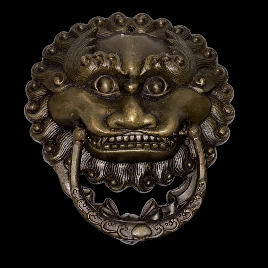 Intricate Brass Guard Dog Door Knocker Old Style (1 of 5)