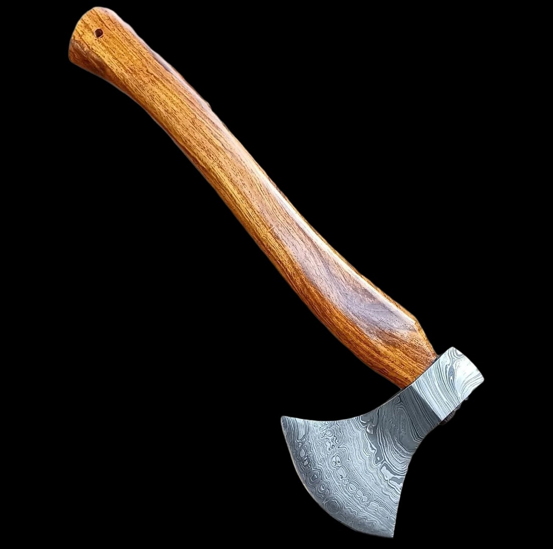 Dark Wood Custom Made Damascus Viking Axe Hatchet (1 of 4)