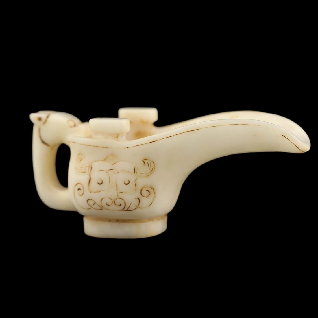 Retro Style Form Jue Cup Hetian Jade Dragon Vessel (1 of 5)