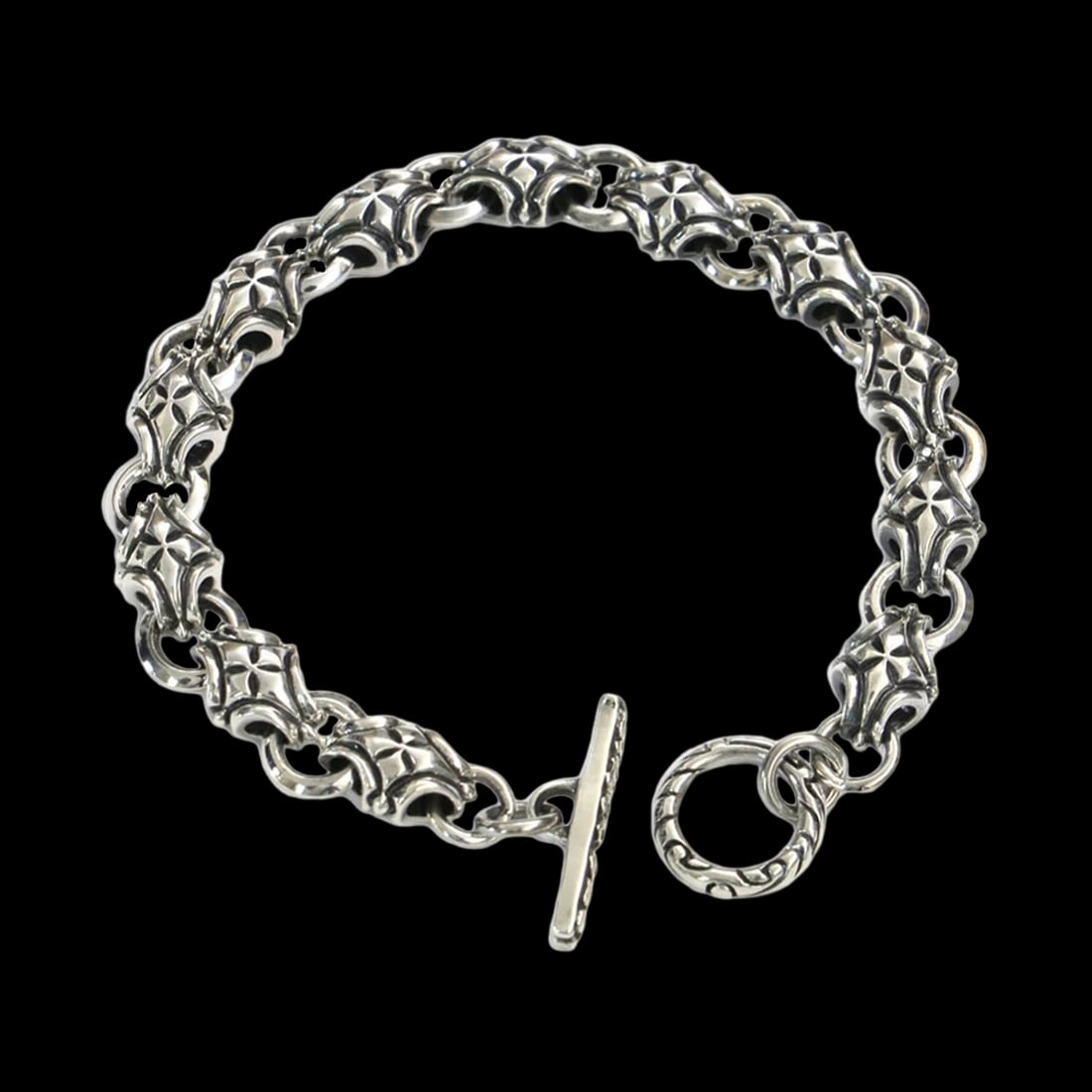 Sterling Silver Bracelet Gothic Cross Link Style (1 of 5)