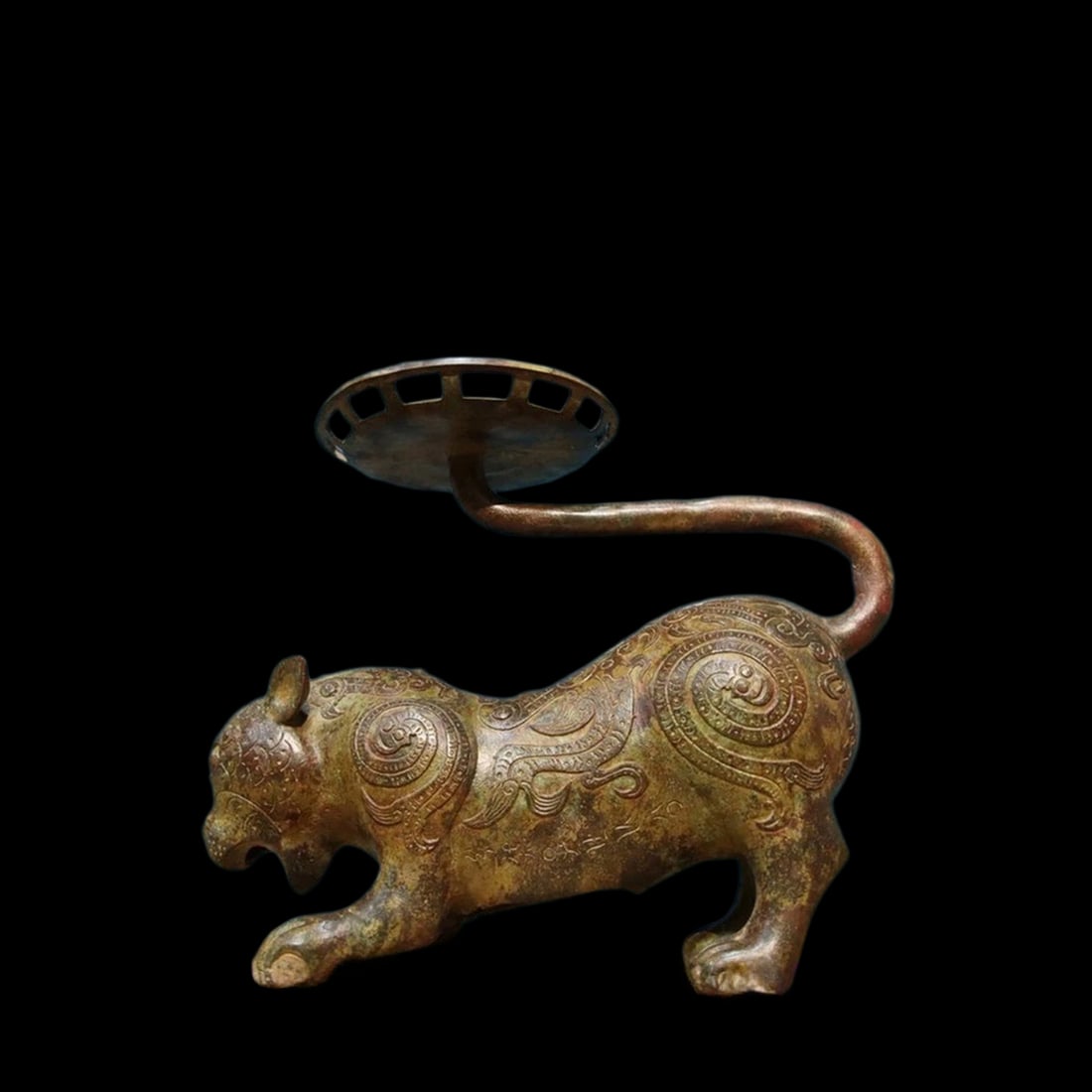 Retro Style Bronze Celestial Tiger Candlestick (1 of 6)