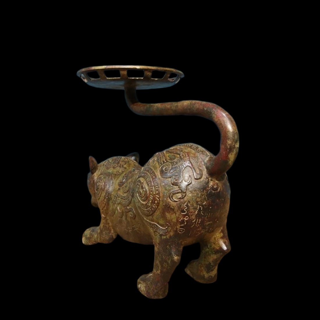 Retro Style Bronze Celestial Tiger Candlestick - 4