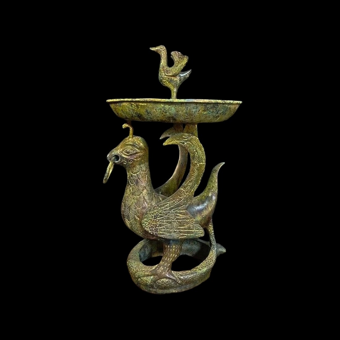Chinese Antique Style Bronze Phoenix Candlestick (1 of 6)