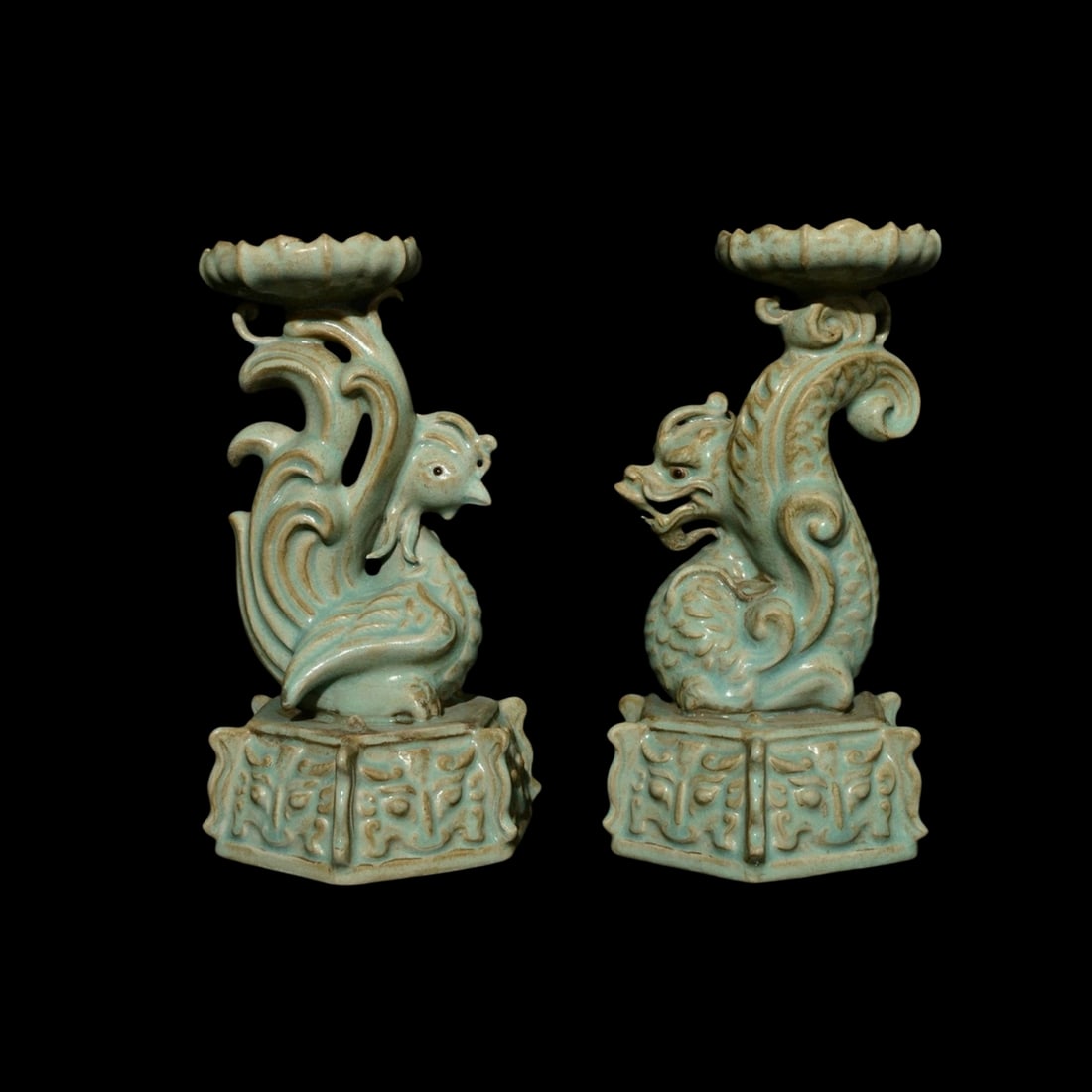 Chinese Antique Style Candlestick Song Dynasty: Size: Height 25 cm. Length 15 cm. Weight 3.7 kg. Materials: Porcelain. Condition: Appears to have a classic aesthetic. This pair of Song Dynasty style candlesticks is a masterfully glazed ceramic