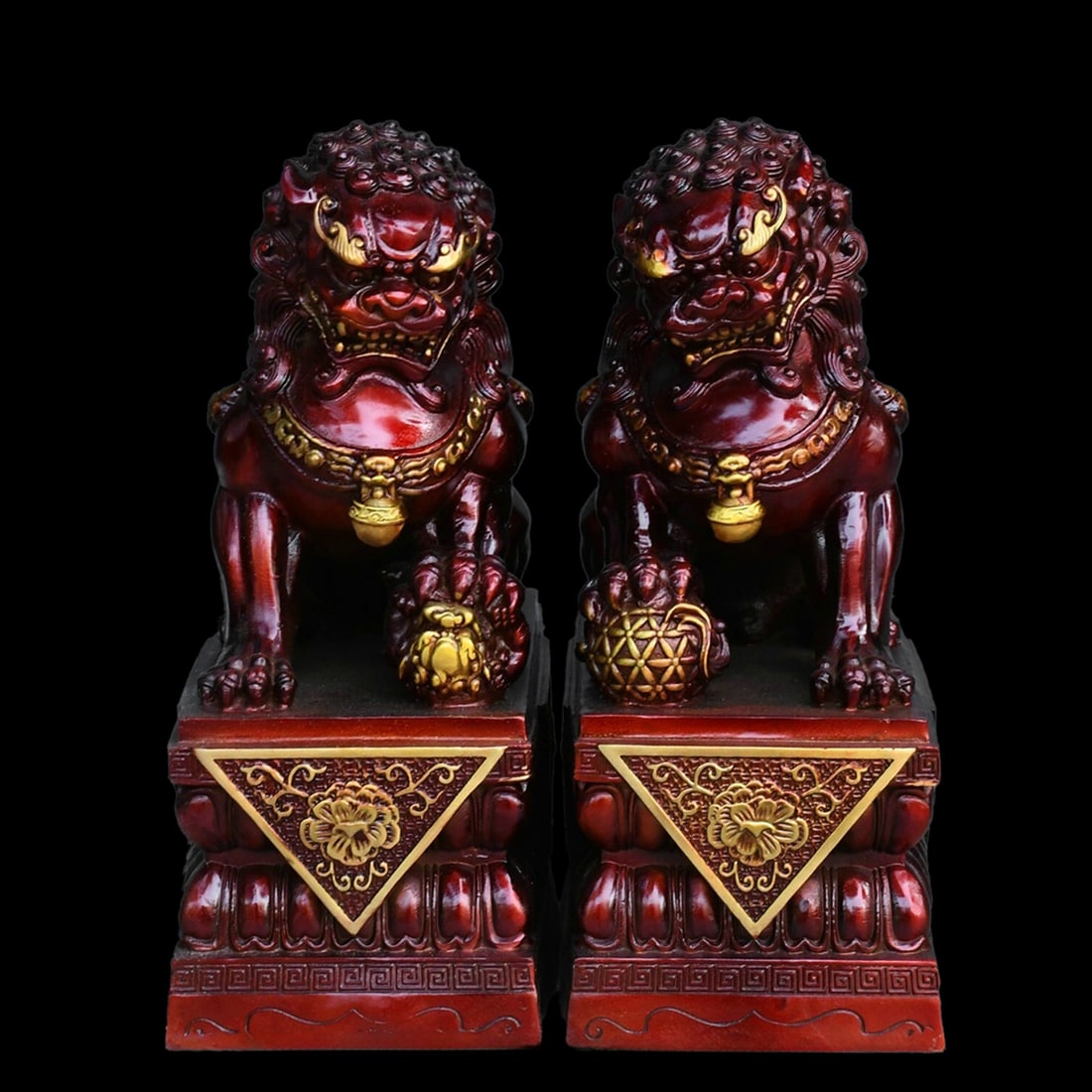Chinese Vintage Style Bronze Foo Dog Statue Pair (1 of 12)
