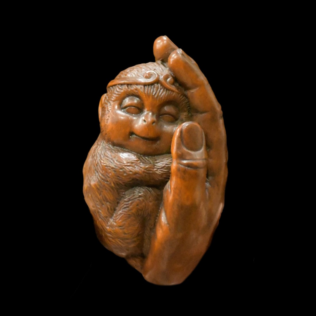 Antique Style Chinese Boxwood Monkey King Statue (1 of 5)