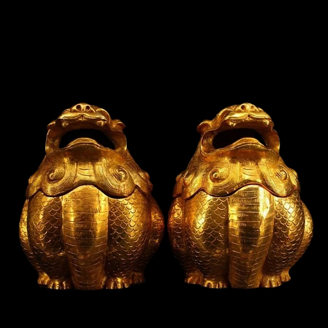 Asian Old Style Bronze Burner Animal Beasts Pair (1 of 9)