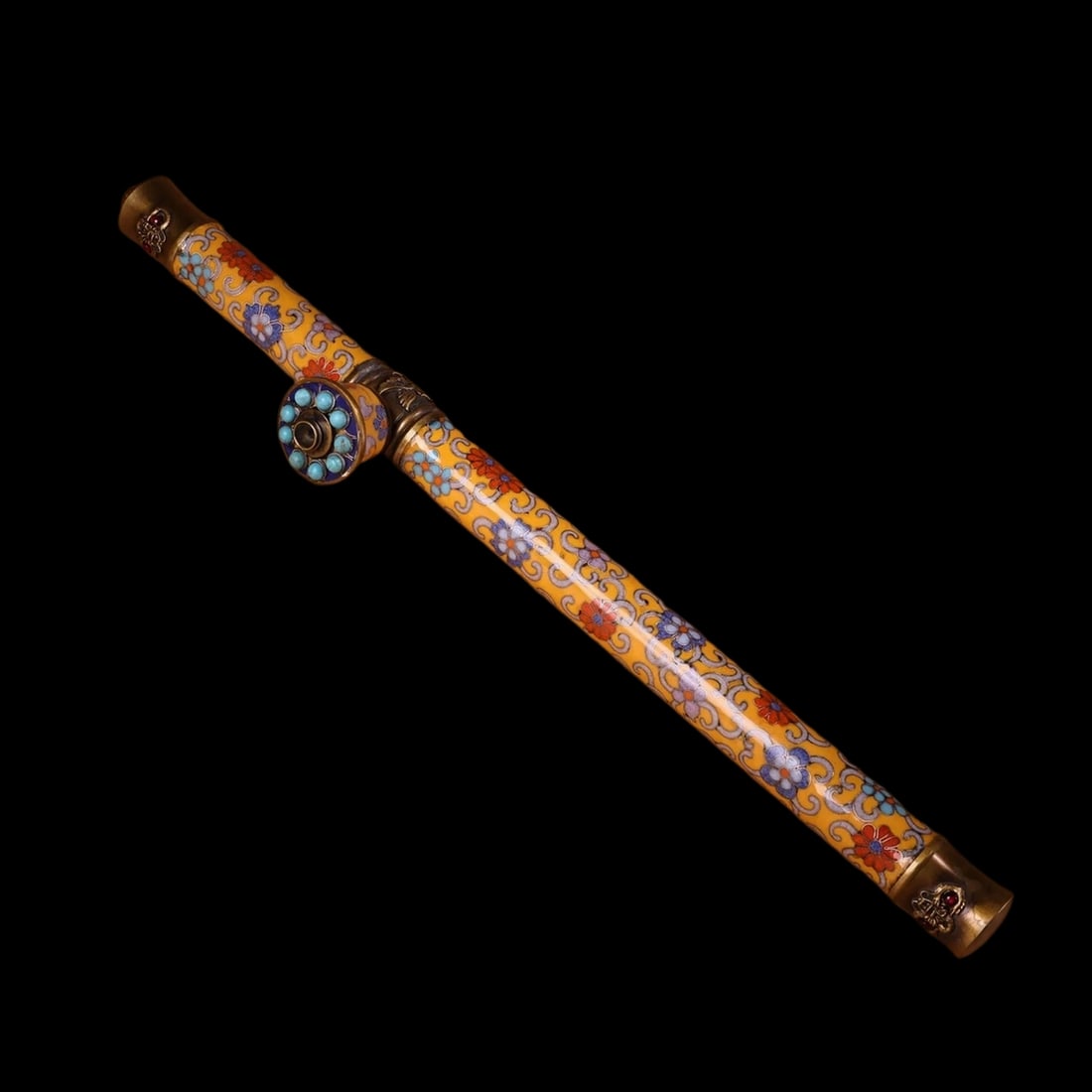 Vintage Style Bronze Enamel Mosaic Gem Smoke Pipe (1 of 8)