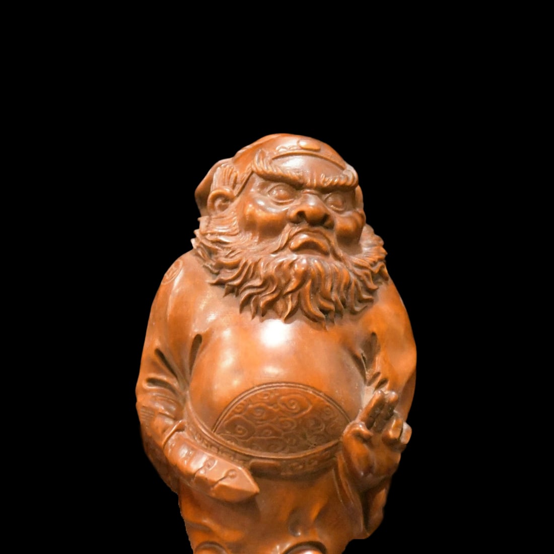 Artisan Asian Boxwood Zhong Kui Spirit Statue (1 of 6)