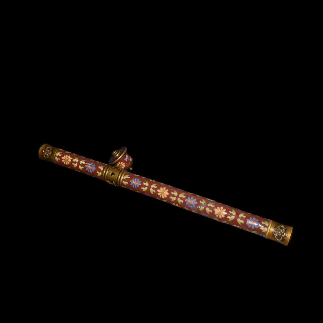 Chinese Antique Style Smoking Pipe Floral Motif (1 of 6)