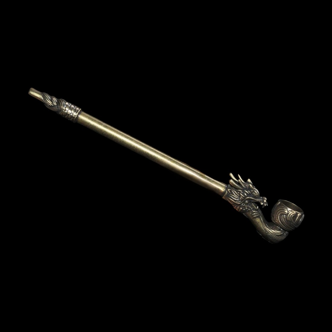 Oriental Old Style Bronze Dragon Head Smoking Pipe (1 of 5)
