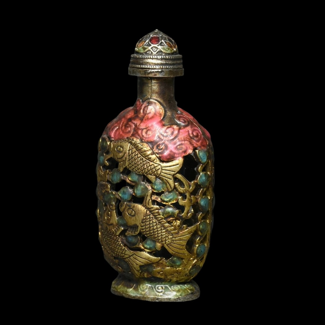 Chinese Vintage Style Goldfish Motif Snuff Bottle (1 of 5)