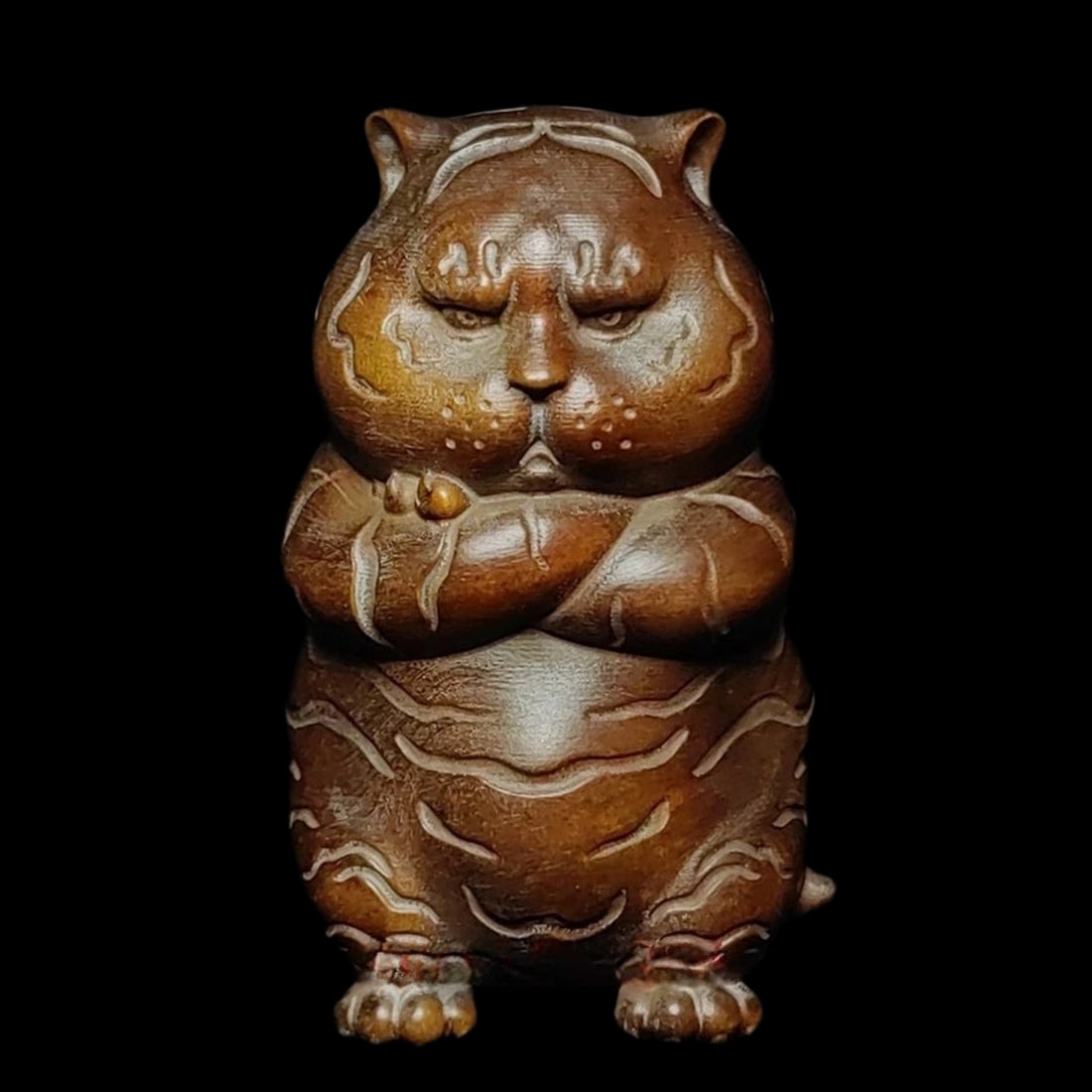 Antique Style Boxwood Hand Carved Tiger Statue Netsuke (1 of 5)