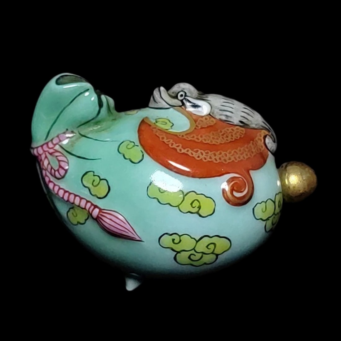 Vintage China Porcelain Painting Money Bag Bat Snuff Bottle (1 of 8)