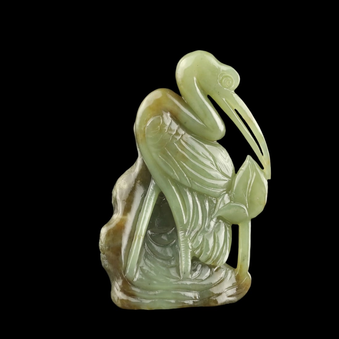 Asian Retro Style Stork Bird Pattern Jade Figure (1 of 4)