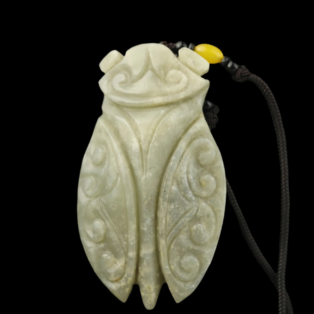 Chinese Vintage Style Jade Cicada Shaped Pendant: Size: Height 10.6 cm - Length 6.0 cm - Width 1.9 cm. Weight 178 g. Materials: Jade. Condition: Resembles a retro aesthetic. This striking pendant is hand-carved from Hittite jade, featuring the cicada