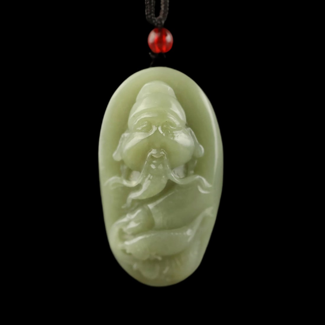 Asian Retro Style Hetian Jade Buddha Shape Pendant: Size: Height 5.2 cm - Length 3.0 cm - Width 2.0 cm. Weight 52 g. Materials: Jade. Condition: Resembles a retro aesthetic. This serene pendant necklace is expertly hand-carved from Hittite jade, depict