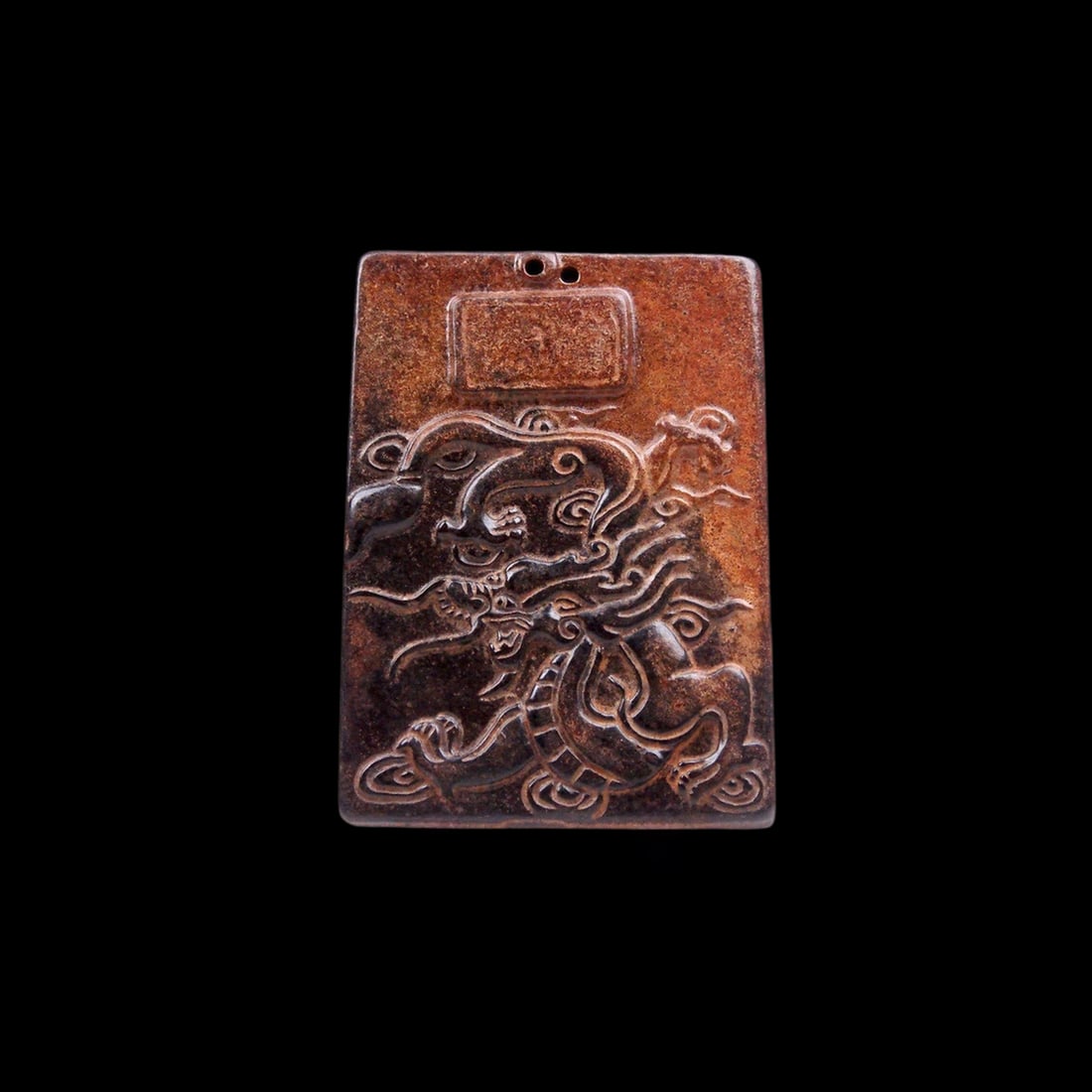 Asian Old Style Jade Pendant Dragon Phoenix Shape: Size: Height 5.7 cm - Length 4.1 cm - Width 0.5 cm. Materials: Jade. Condition: Resembles a retro aesthetic. This elegant pendant is expertly hand-carved from natural jade, depicting the harmonious un