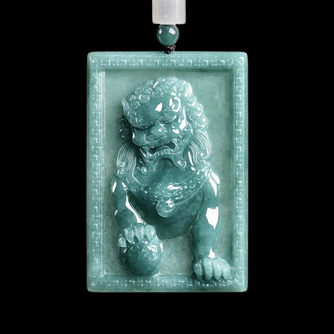 Vintage Natural Jadeite Lion Pendant Carved Stone Ornament (1 of 4)