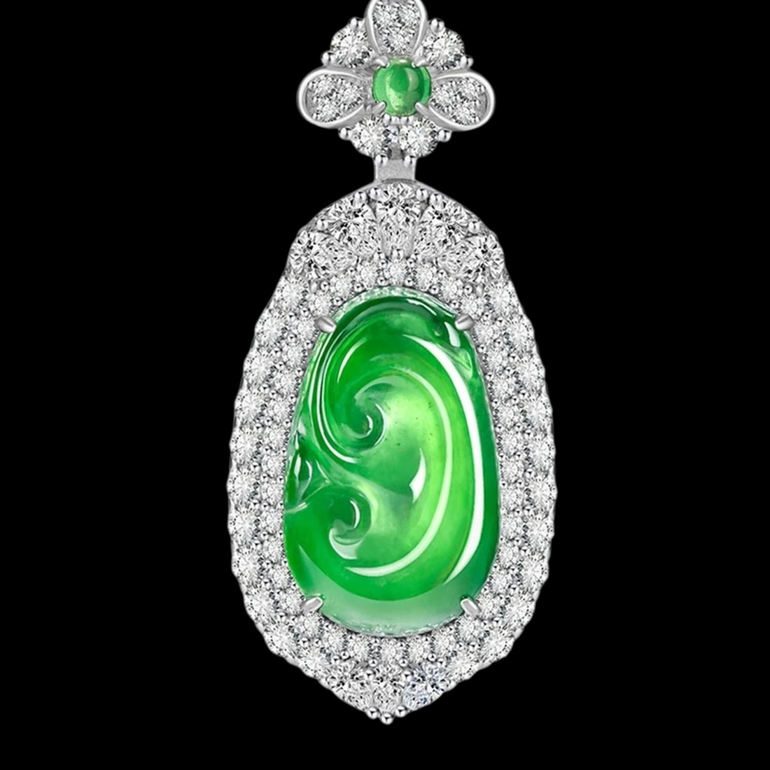 Oriental Jade Yang Silver Ruyi Pattern Pendant - 3