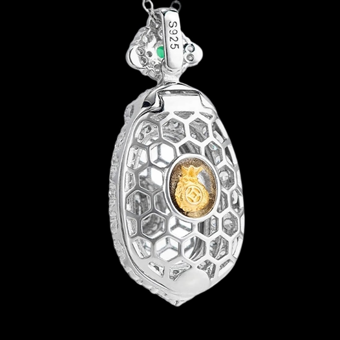 Oriental Jade Yang Silver Ruyi Pattern Pendant - 4