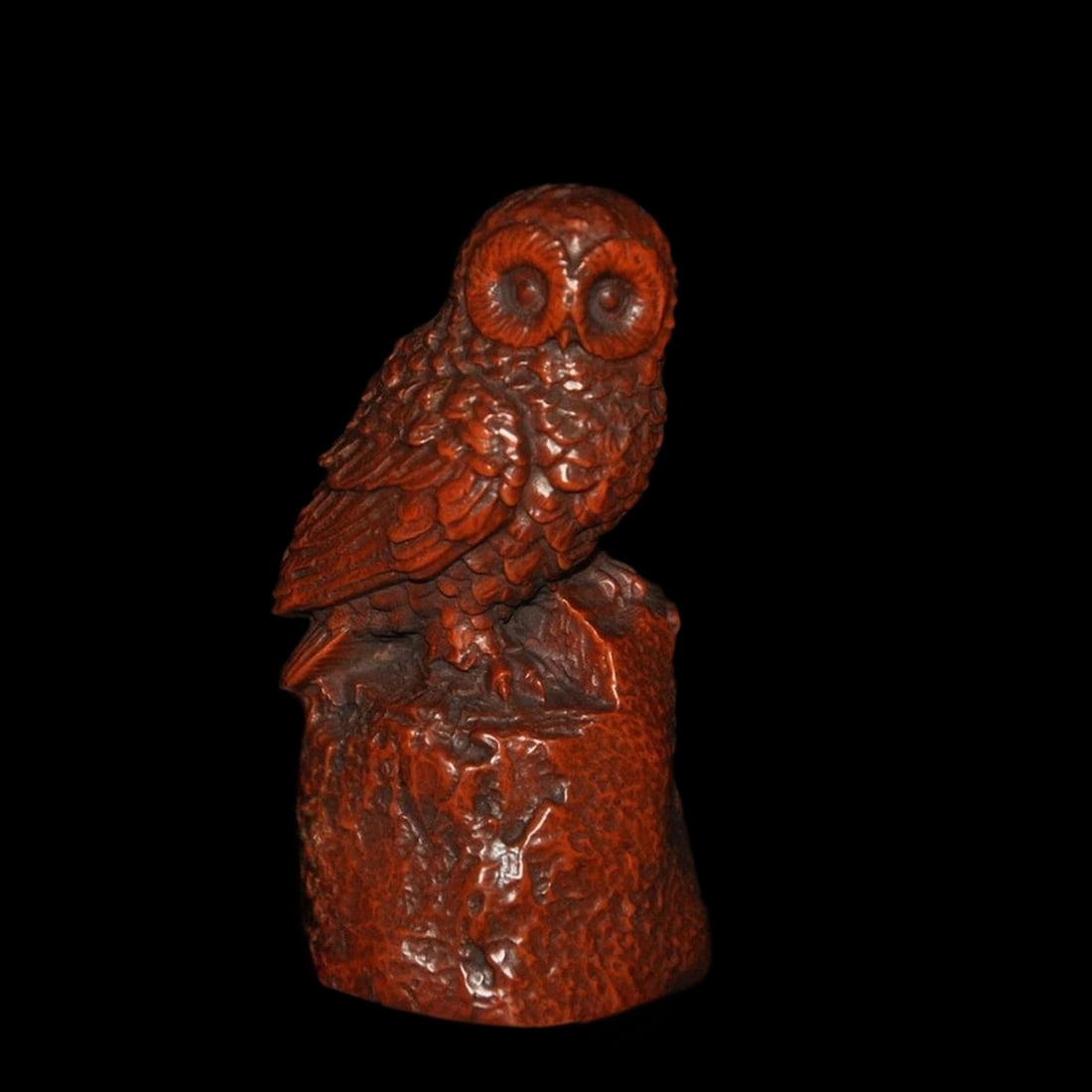 Antique Style Boxwood Lucky Owl Spirit Statue (1 of 7)