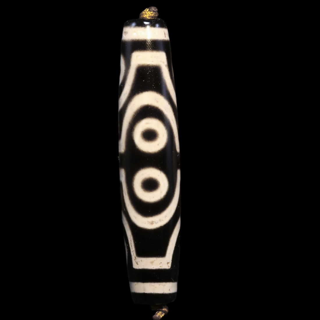 Tibetan Old Agate Eight Eye Elements Long Dzi Bead Pendant (1 of 4)
