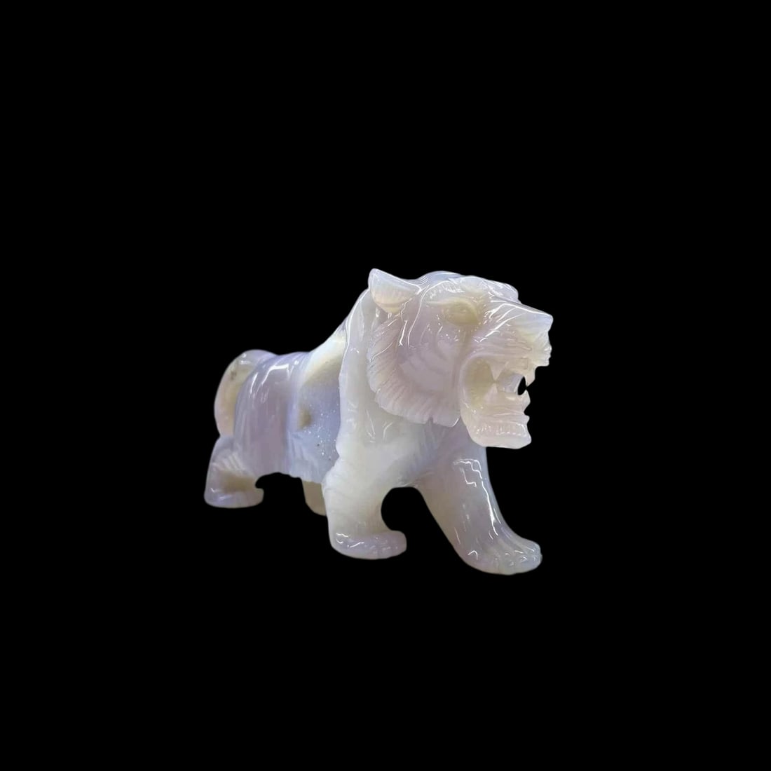 Hand Carved Crystal Quartz Tiger Posing Figure (1 of 5)