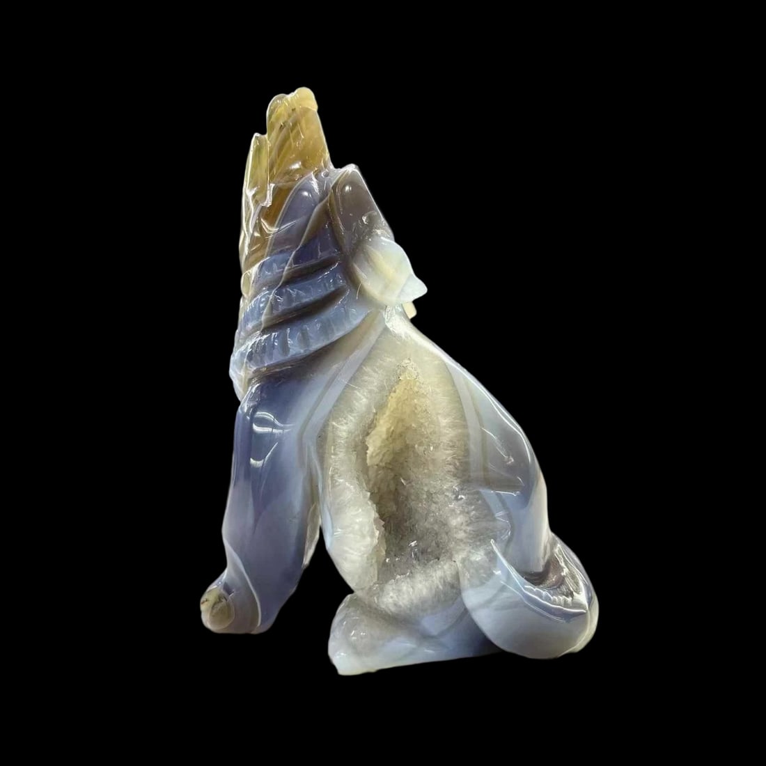 Crystal Quartz Hand Carved Wolf Seat Pose Figure (1 of 4)