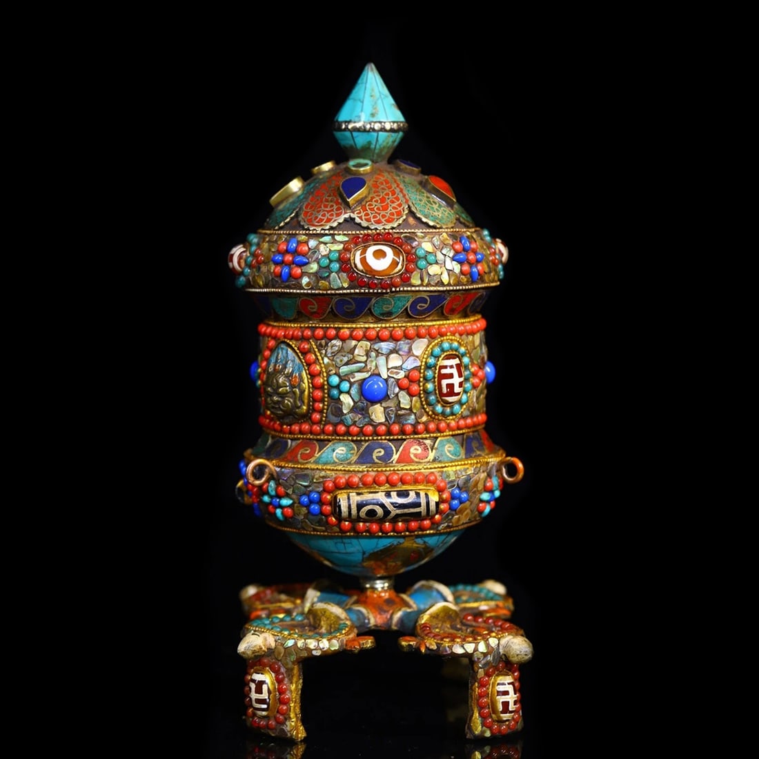 Retro Style Stones Wheel Buddha Vajra Mantras (1 of 6)