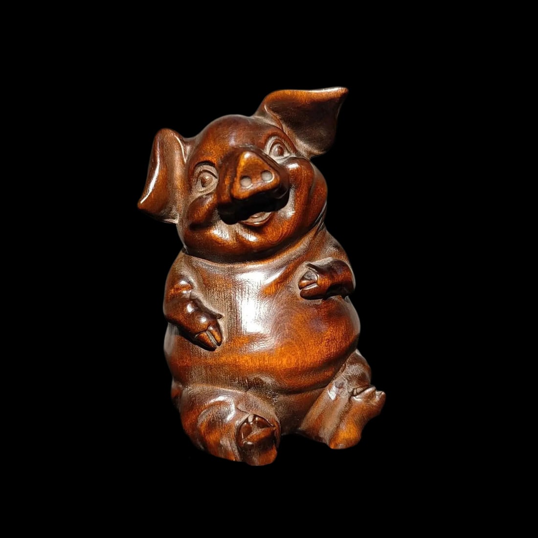 Handwork Boxwood Zodiac Pig Spirit Sculptural (1 of 6)