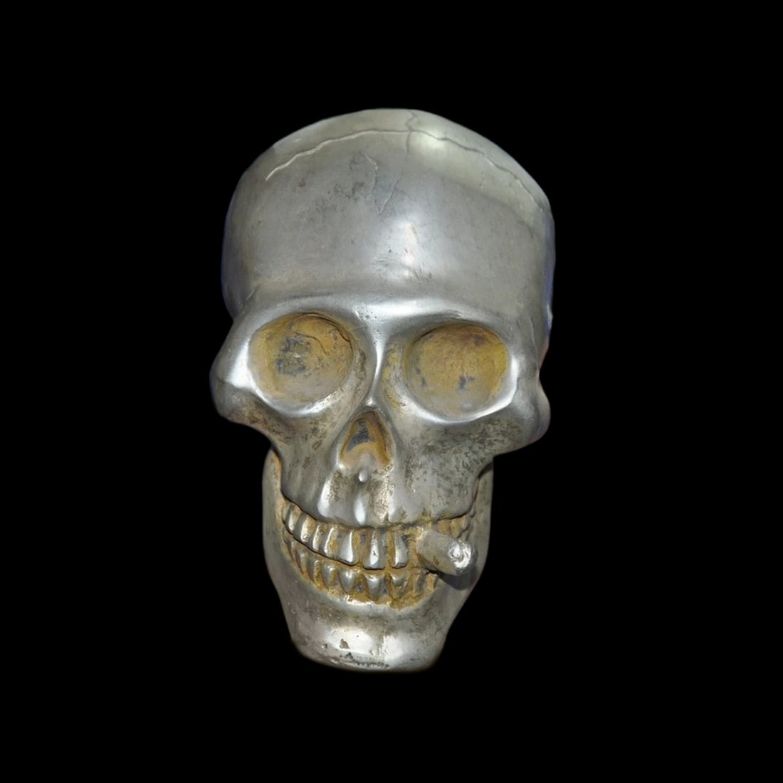 Tibetan Silver Skull Cigarette Pattern Figurine (1 of 4)