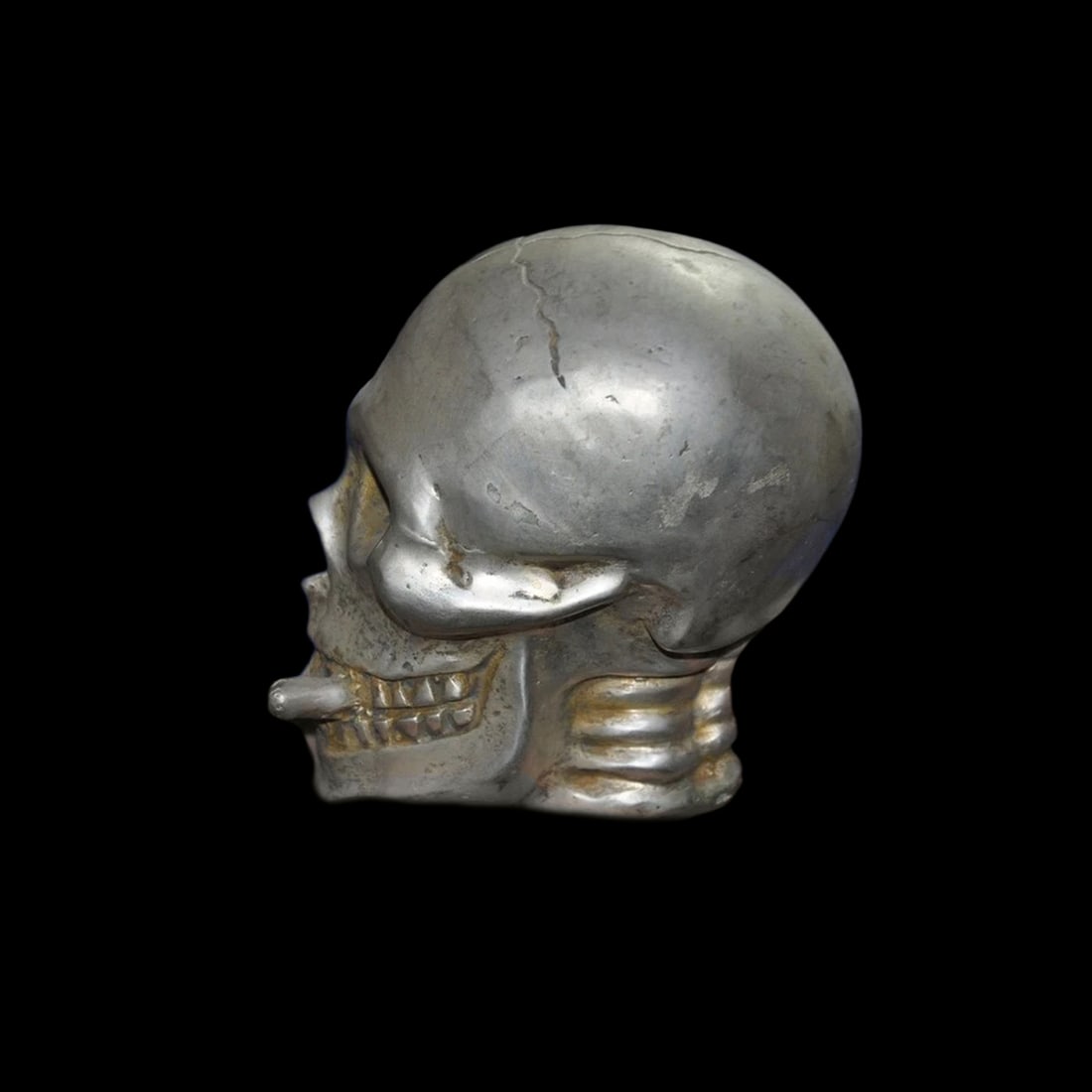 Tibetan Silver Skull Cigarette Pattern Figurine - 3