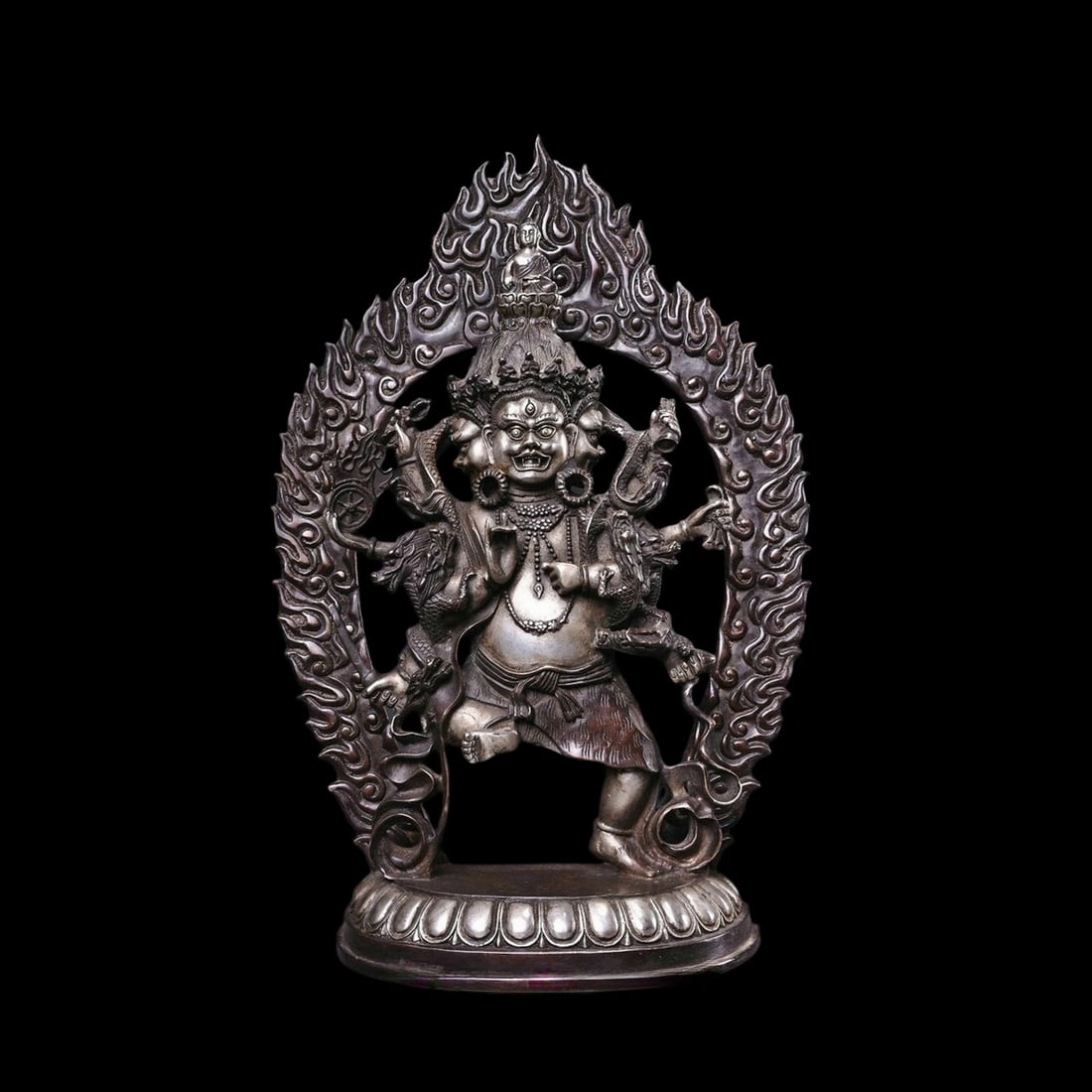 Asian Tibet Bronze Silver Wrathful Buddha Figure (1 of 5)
