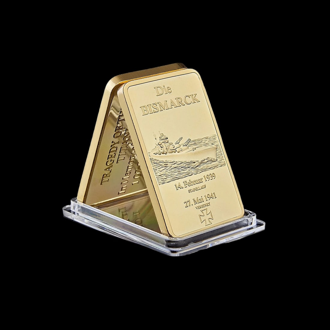 Europe WWII Sea Boat Motif Metal Gilt Bar Ingot: Size: Height 4.4 cm - Length 2.8 cm. Weight 28 g. Materials: Metal Plated Gold. Condition: New. This impressive commemorative bar is a masterfully crafted replica and tribute to the historic