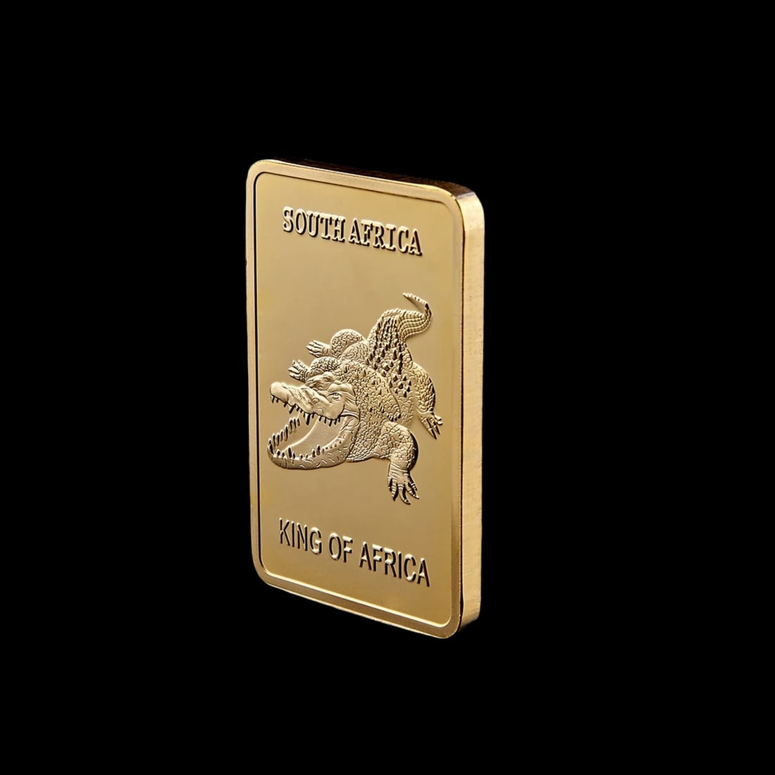 Metal Collectible Bar African Predator Motifs: Size: Height 4.4 cm - Length 2.8 cm. Weight 28 g. Materials: Metal Plated Gold. Condition: New. This impressive commemorative bar is a masterfully crafted replica tribute to the majestic wildlife of S