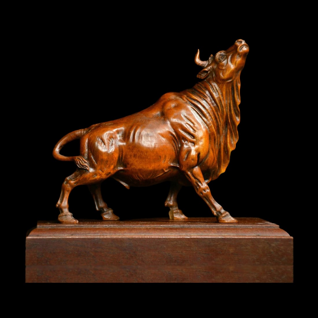 Archaic Style Boxwood Divine Essence Sculpture: Size: Height 12.7 cm - Length 11.7 cm - Width 5 cm. Weight 0.7 kg. Materials: Boxwood. Condition: Looks like vintage. This powerful animal sculpture is hand-carved from a single block of dense